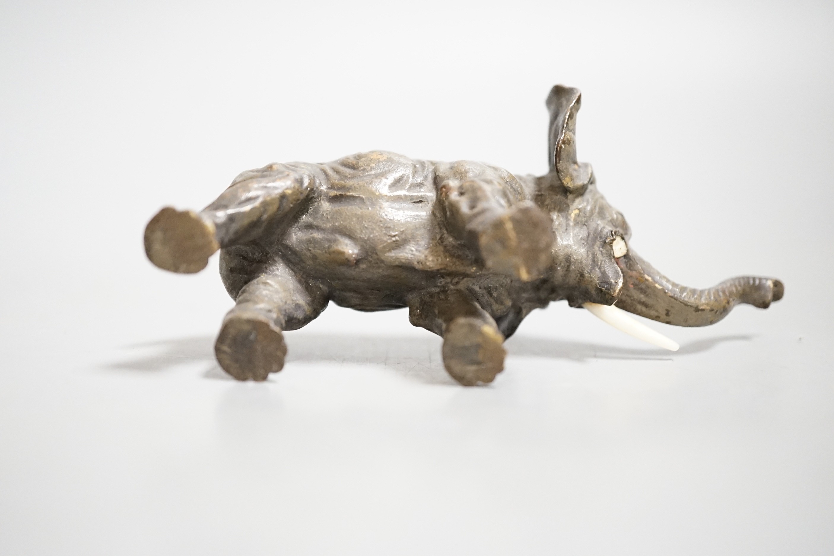 An Austrian cold painted model of an elephant. 11cm long.